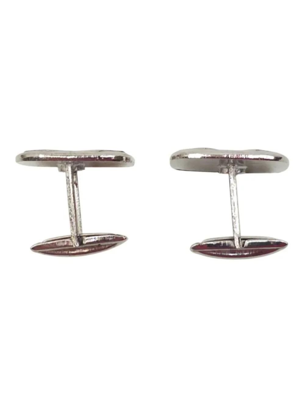 Stag Checkerboard Cufflinks Vintage Mid Century Silver Tone Retro Mens Geometric